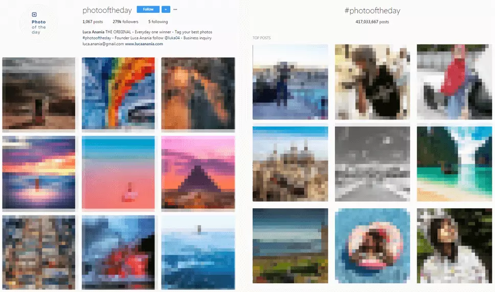 The search results for #photooftheday in the browser view