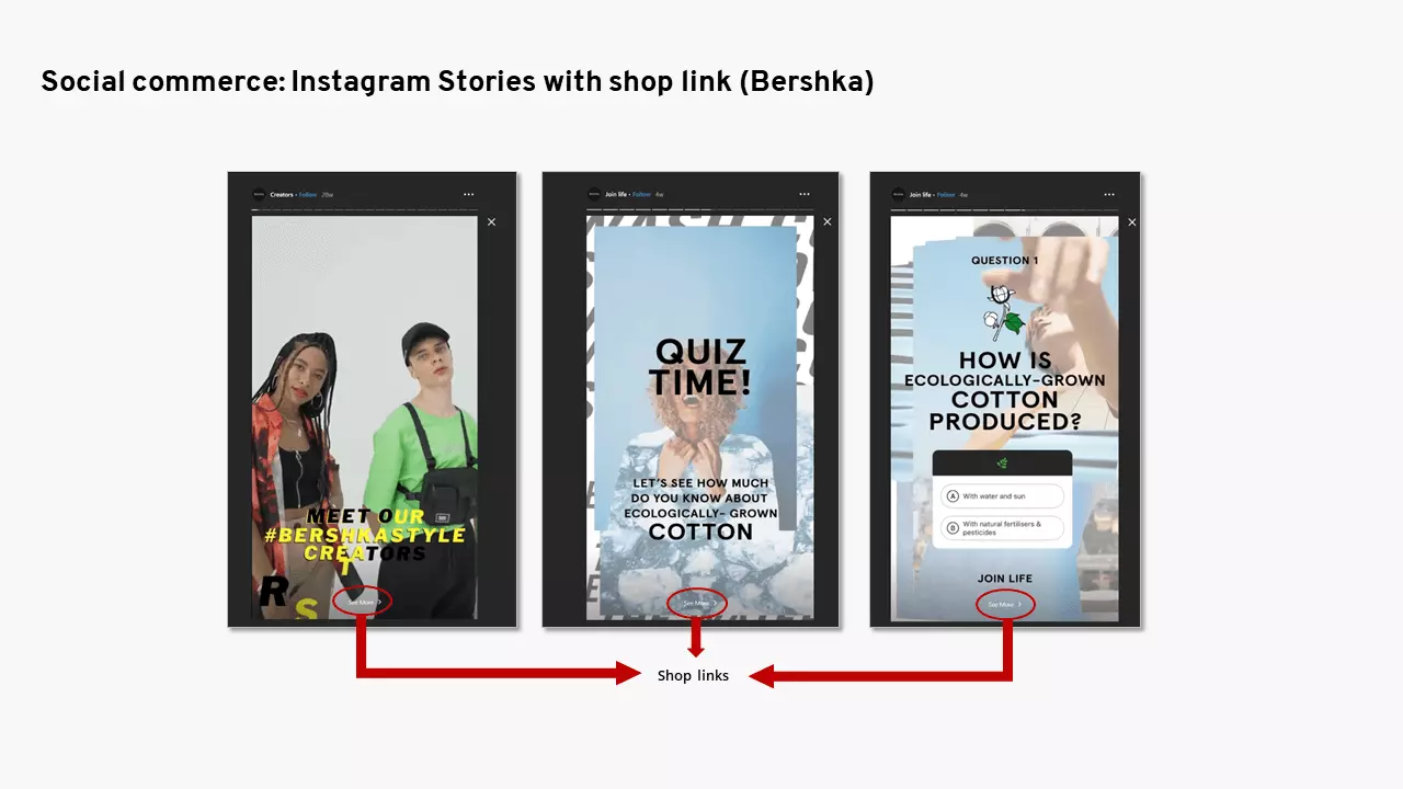 Bershka social commerce example on Instagram