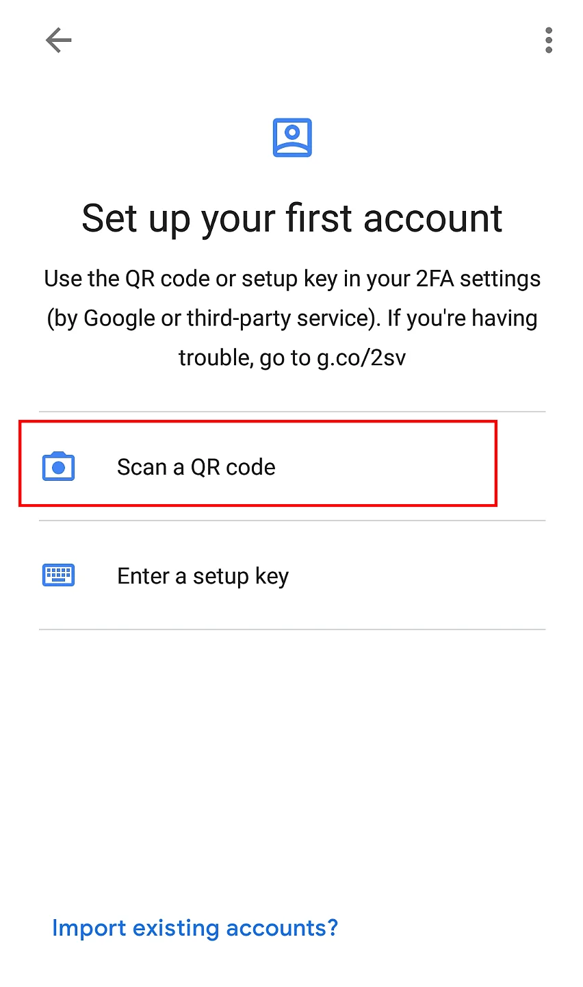Image: Google Authenticator app: Scan QR code