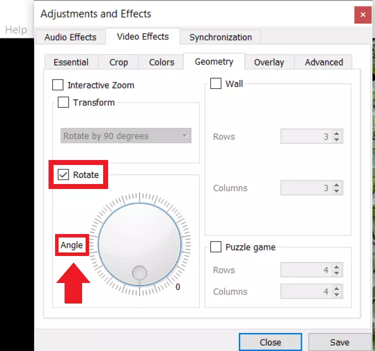 Image: Define the angle of your video by using the ‘Angle’ dial under ‘Rotate’