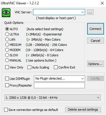 Image: UltraVNC Viewer: settings menu
