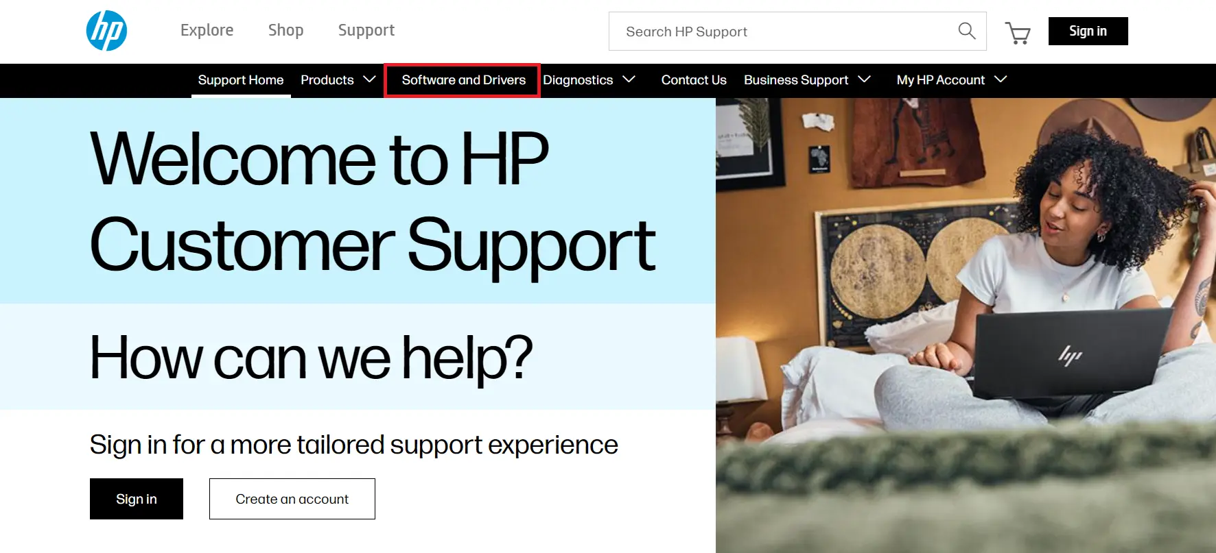 HP website: Software and Drivers Image: HP website: Software and Drivers