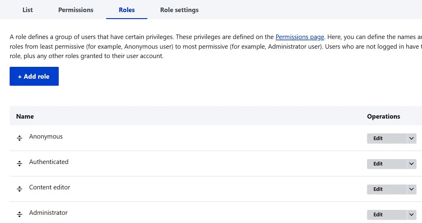 Group management in the Drupal ‘Users’ menu Image: Group management in the Drupal ‘Users’ menu