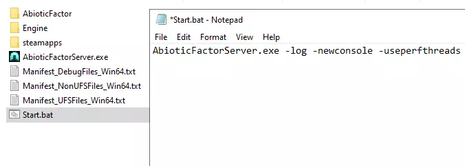 Image: Start script for Abiotic Factor server