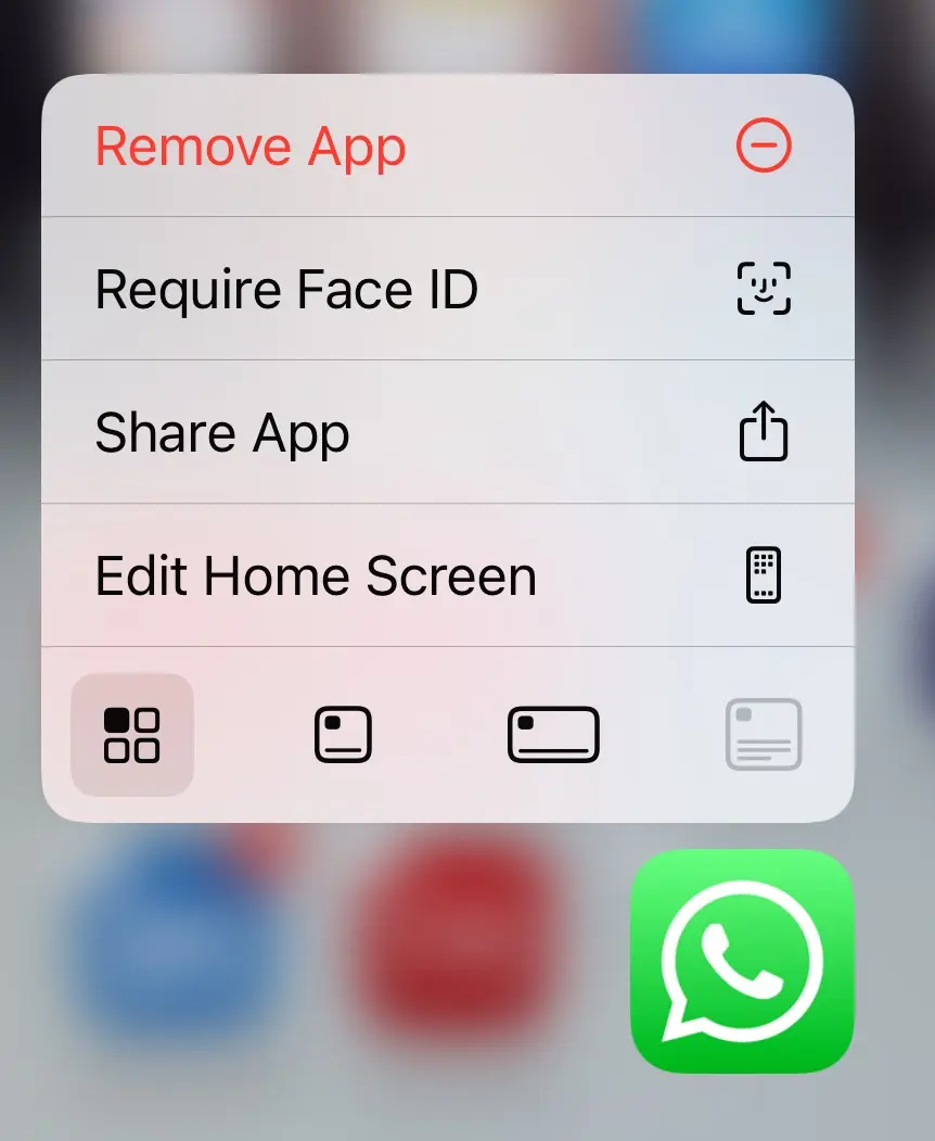 App menu to uninstall WhatsApp on the home screen Image: App menu to uninstall WhatsApp on the home screen