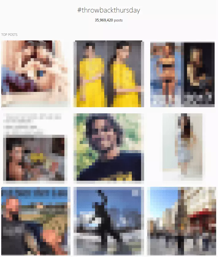 Search results for #throwbackthursday in browser view