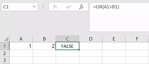 Image: Excel OR function with a simple argument
