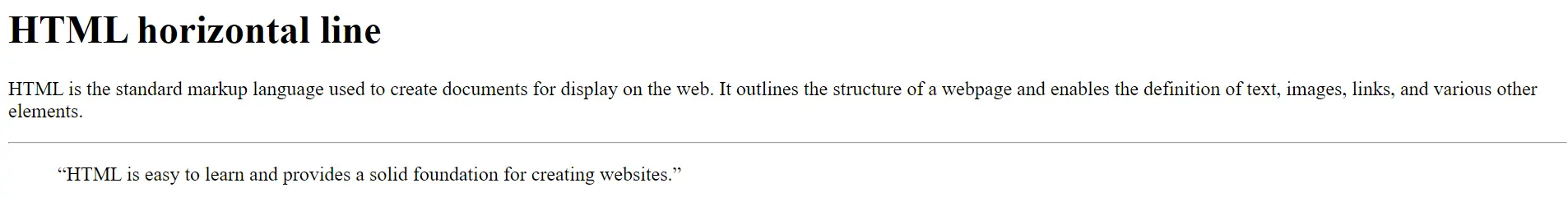 Example of an HTML horizontal line Image: Example of an HTML horizontal line