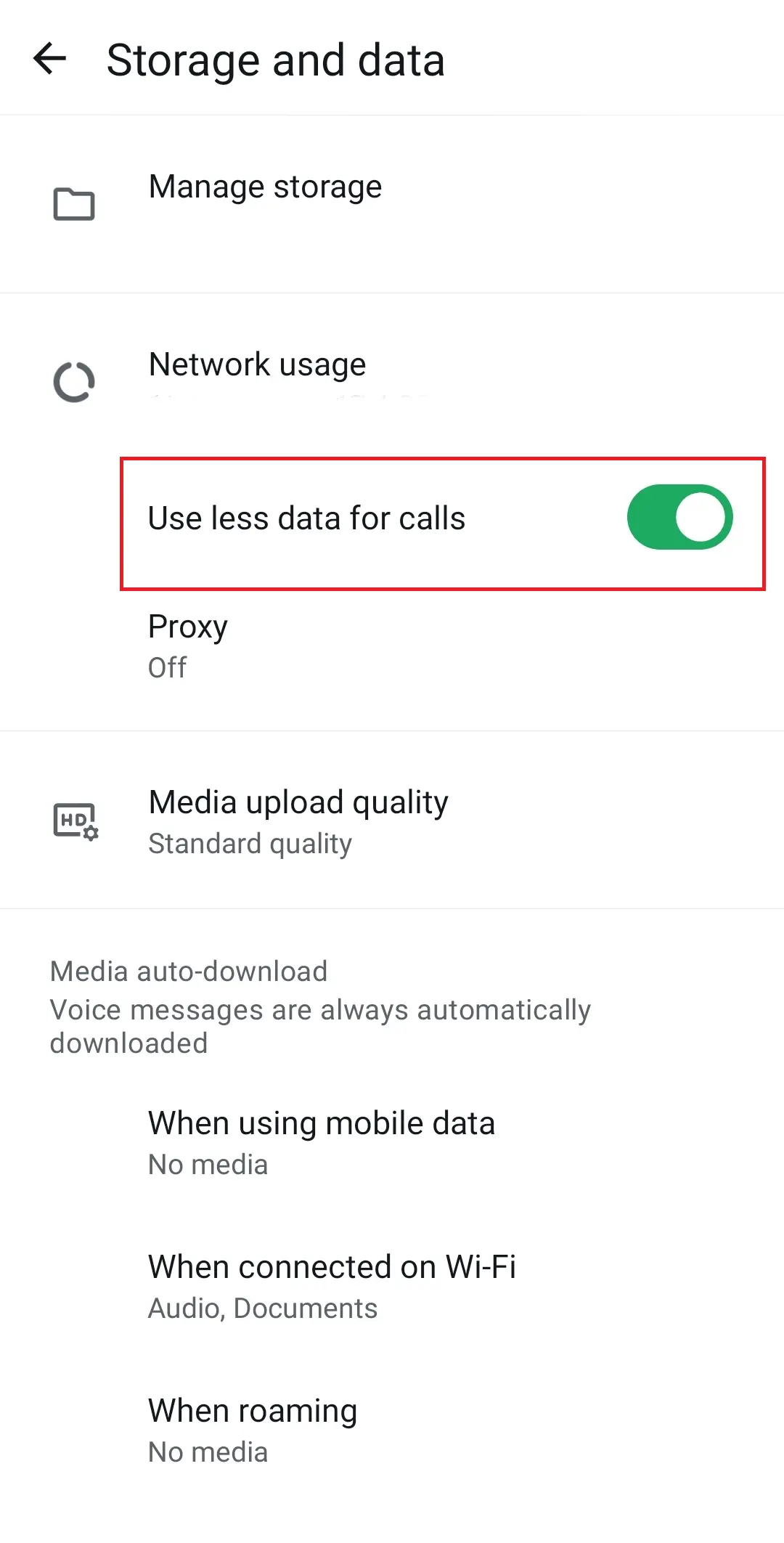 WhatsApp: ‘Storage and data’ option in settings Image: WhatsApp: ‘Storage and data’ option in settings