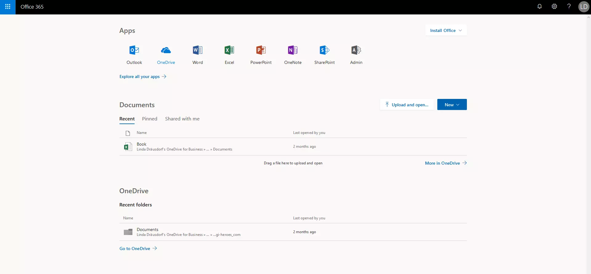 Microsoft 365 web interface