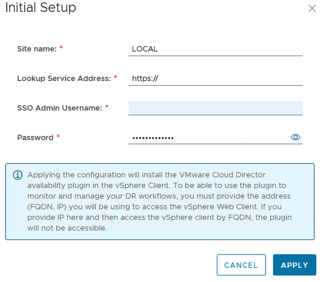The Initial Setup page.