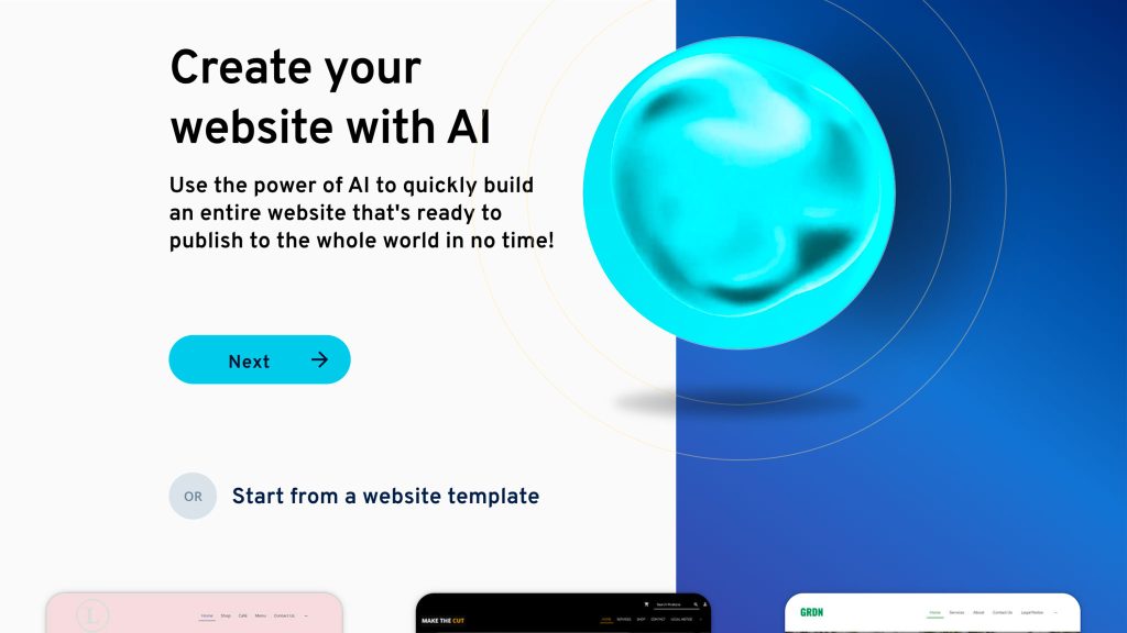 Screenshot IONOS MyWebsite AI website generator