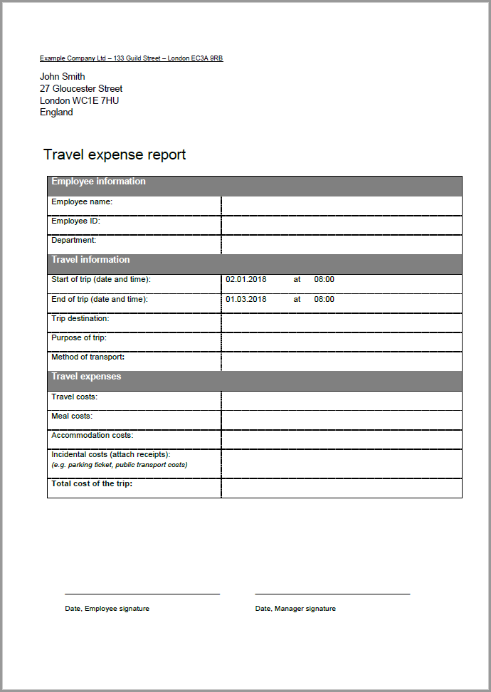 Travel Expense Report Template For Free Download Ionos