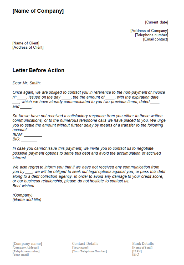 Collection Letter Template Word